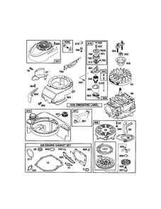 Rewind Starter/Blower Housing Diagram and Parts List for 124T05-3848-EA  Briggs and Stratton Engine